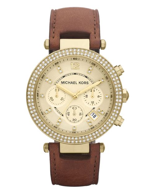 michael kors parker watch leather band|Michael Kors clear band watch.